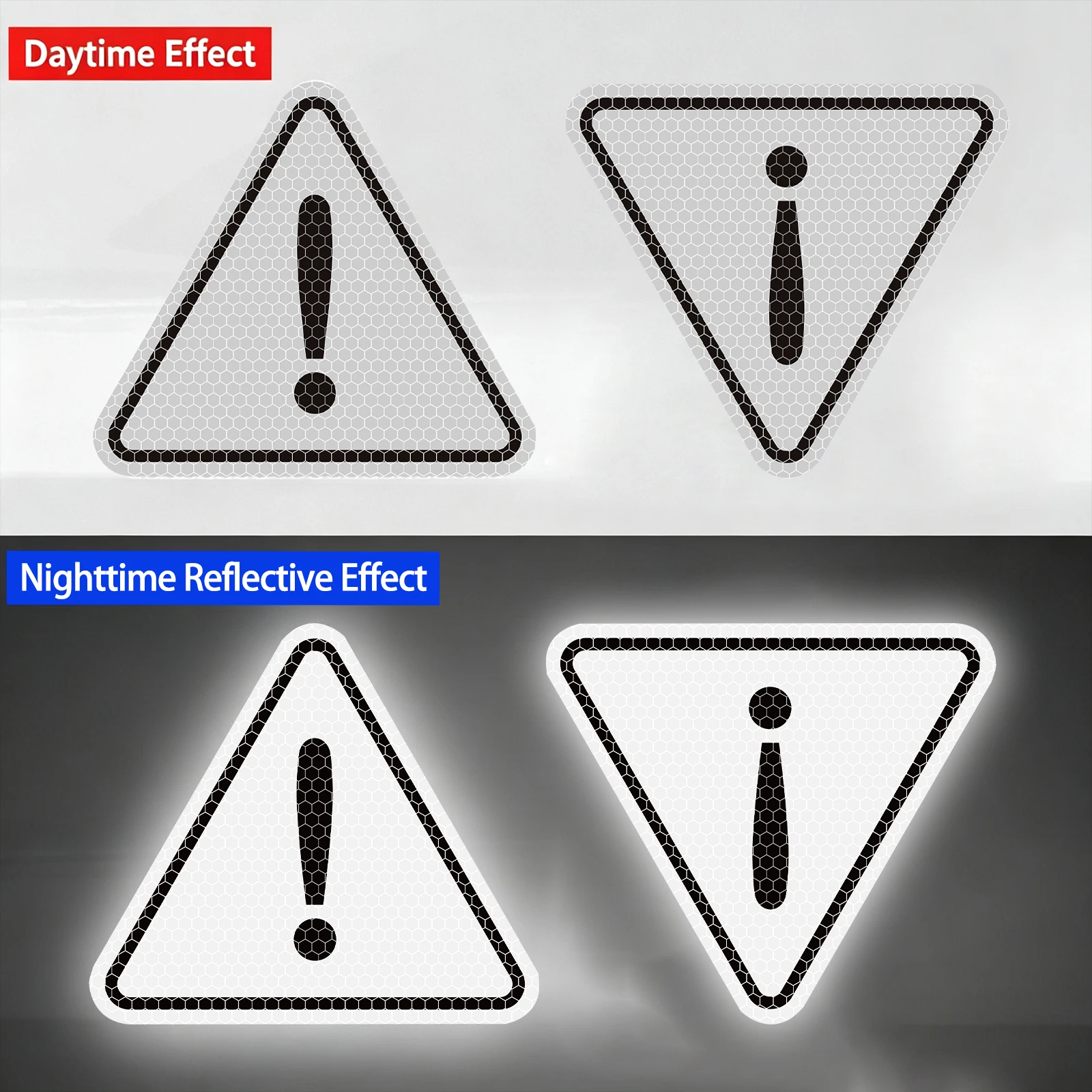 3 Sheets - 6 Stickers - 9.8*11Cm/3.85*4.33In High Visibility Triangular Reflective Warning Stickers, High Visibility Safety Stickers for Vehicles or Items at Night, Reflective Warning Safety Stickers with 