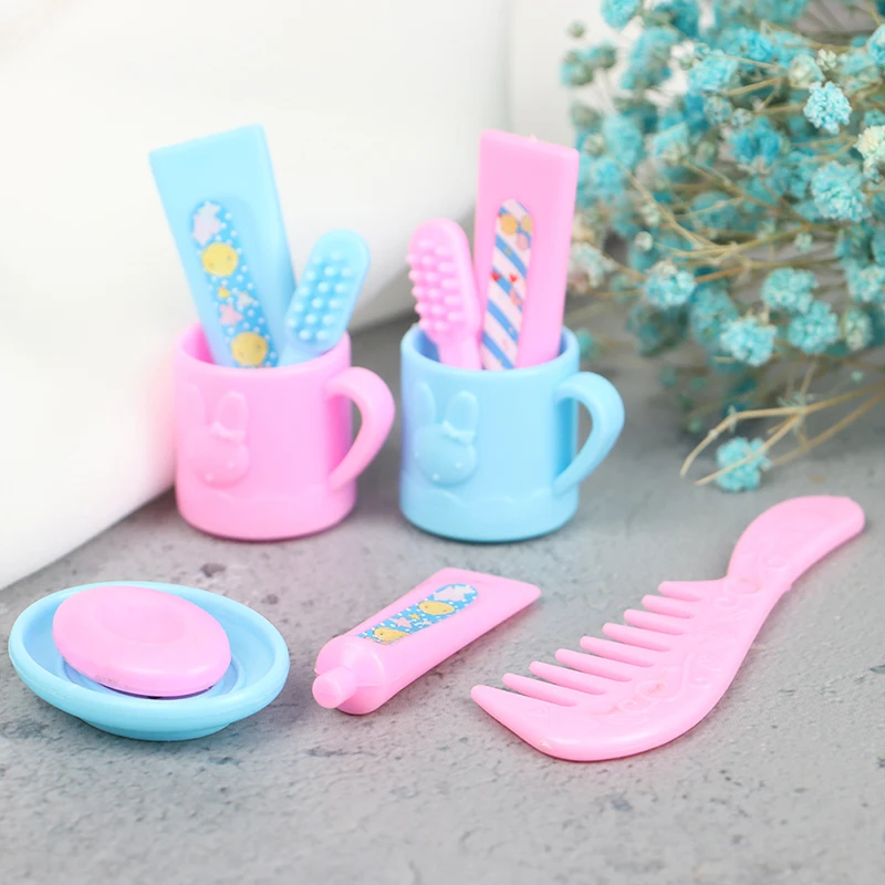 1/6 1/12 Dollhouse Miniature Mini Cup Toothpaste Toothbrush For Ob11 Blyth Barbies Pullip Dollhouse Furniture Accessories Toys