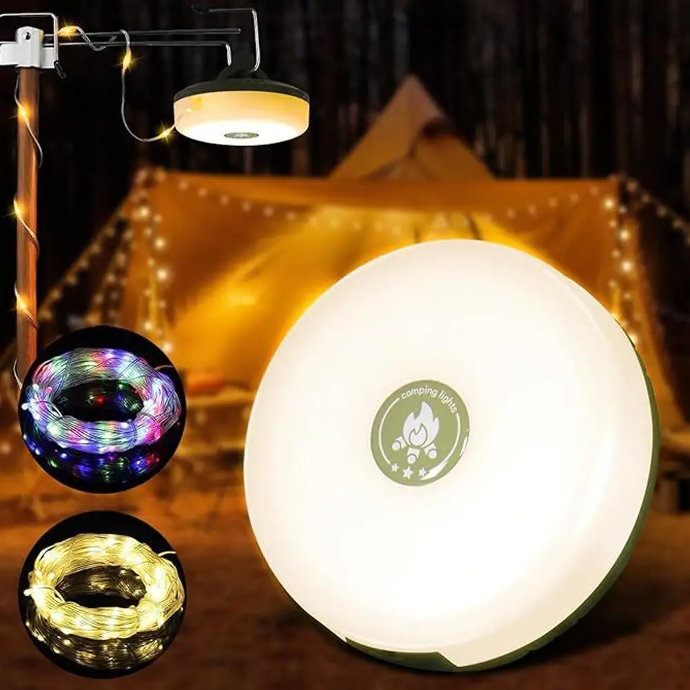 Multifunctional LED Camping Light Retractable String Lights Magnetic Tent Atmosphere Lamp RGB Decorative Lantern Outdoor