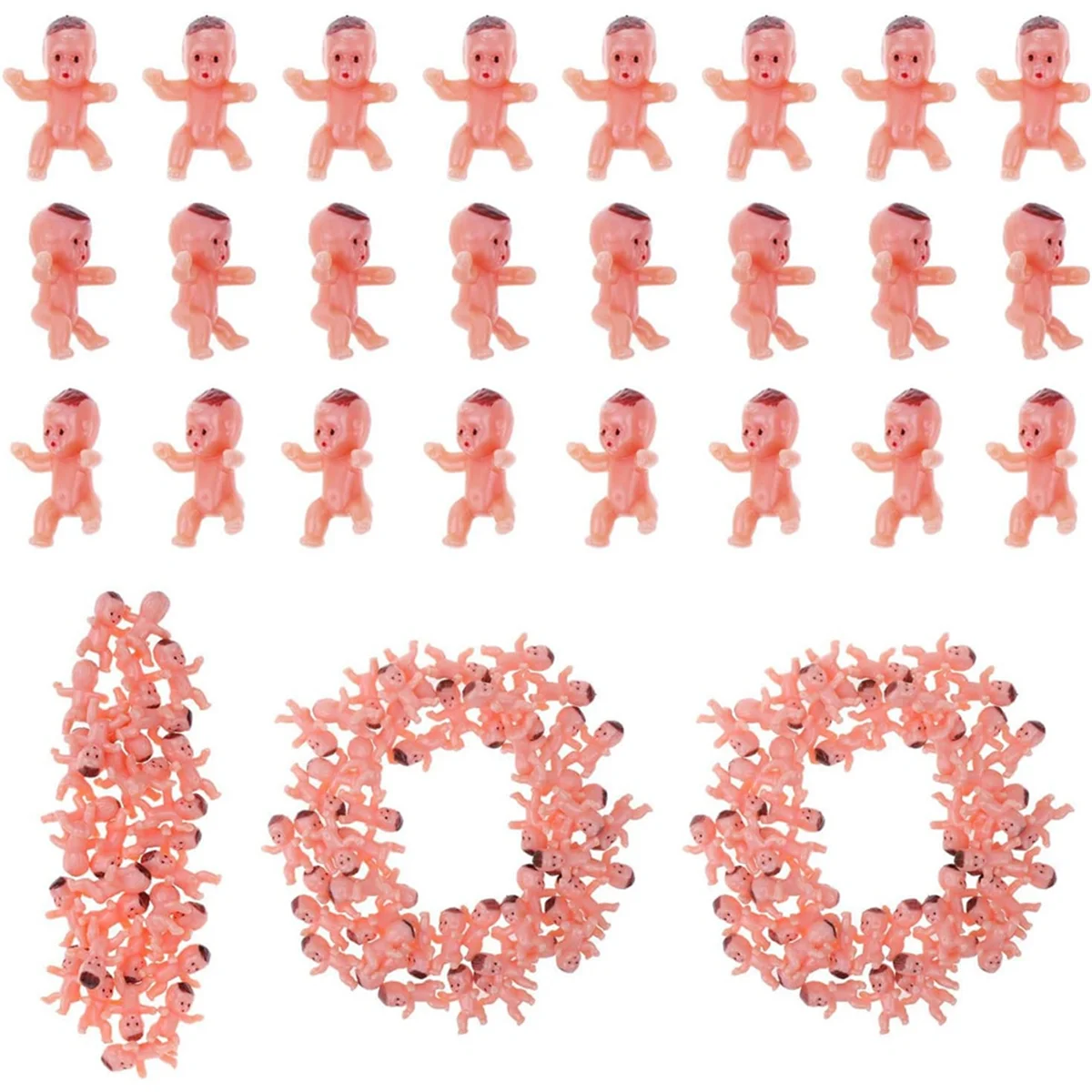 100PCS Mini Plastic Babies Tiny Plastic Babies Small Baby King Cake Babies for Ice Cubes Baby Shower Game