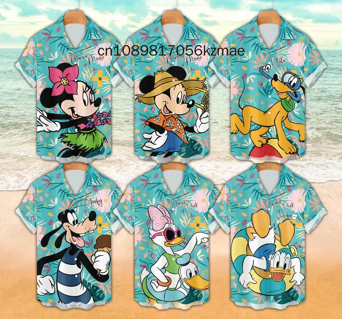 Disney Aloha Summer Party Mickey And Friends Button Down Shirt  3D Printed Hawaiian Shirt Cartoon Casual Vacation Beach Shirt