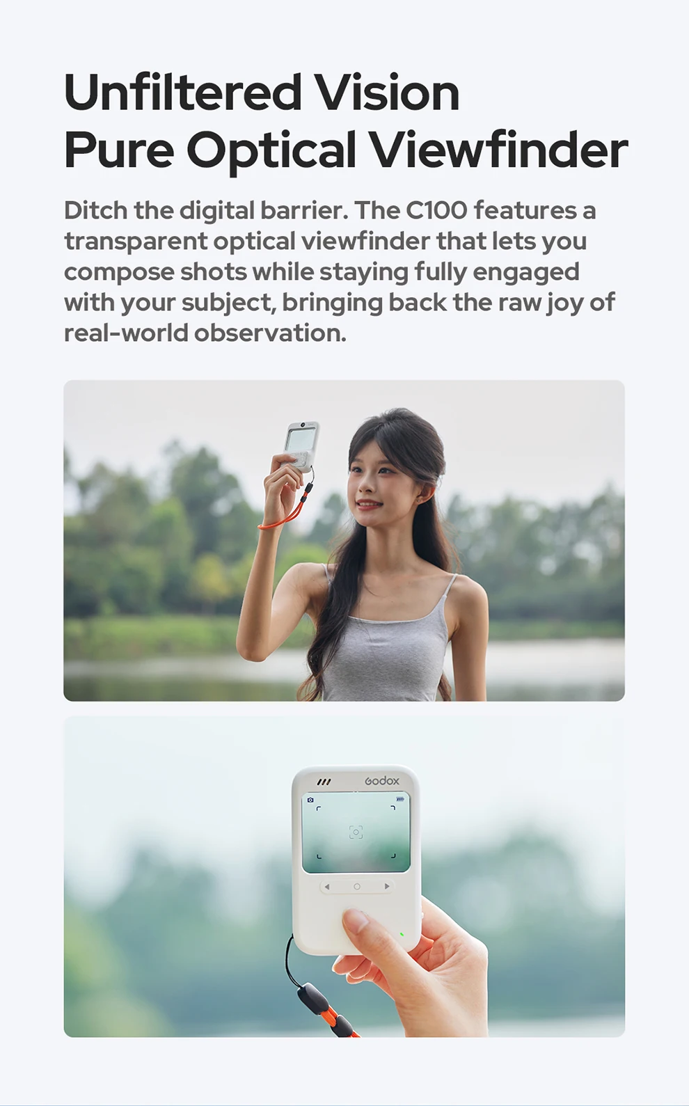 Godox C100 Transparenter Sucher, transparente Smart-Kamera, nahtloses HuD-Display, Vlog, Aufnahmen machen, Geschenke, Spielzeug für Mädchen und Kinder – Detail 2