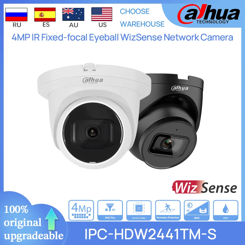 Dahua Original IPC-HDW2441TM-S 4MP POE IR30M WDR WizSense Eyeball Network Security Camera Built in MIC SMD Plus IP67 IVS H.265