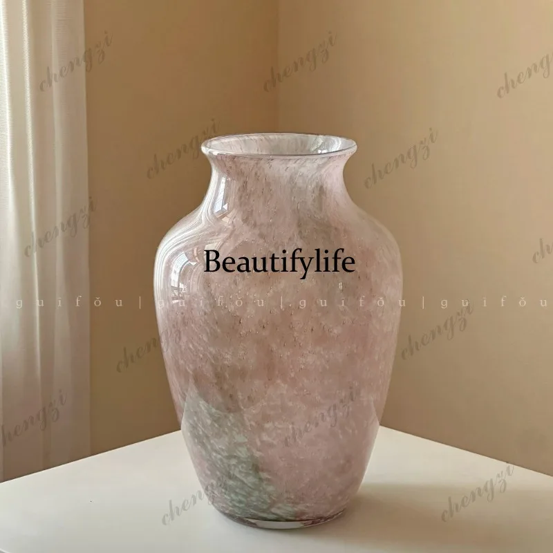 A95 Chinese retro lily glazed vase living room advanced light luxury ornament new