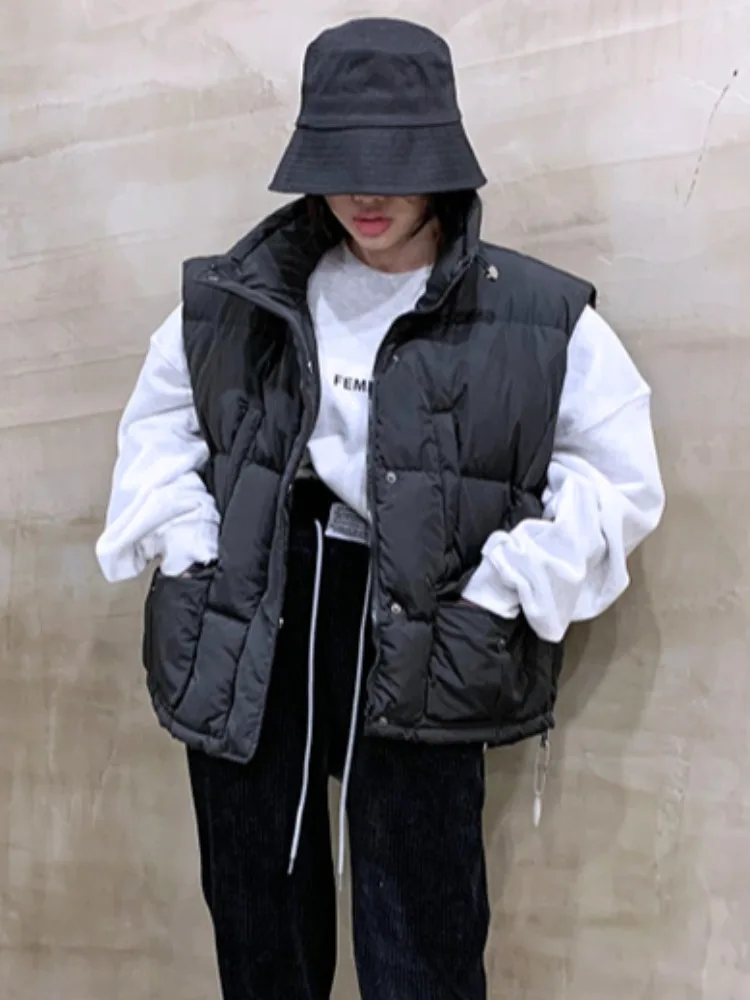 

Autumn Winter New Sle Women's Cotton Jaet Vest Loose Fit Stand Collar down Cotton Vest Faionable Workwear Warmth