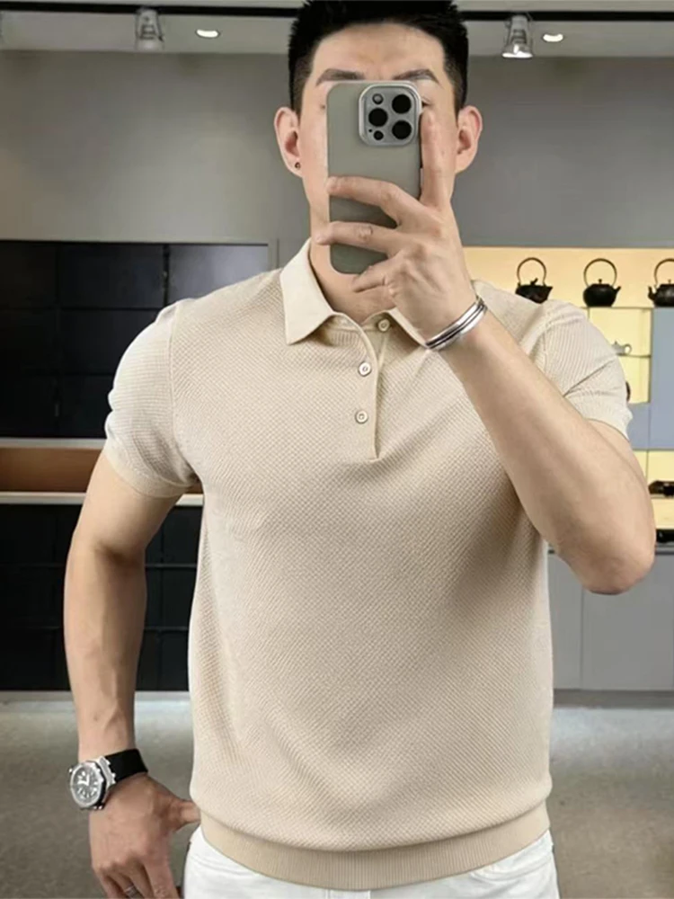 

Summer 2026 Men's Slim Fit Short Sleeve Shirt Fashion Business Style Multicolor Crew Neck Casual Wear Comfortable Breath...