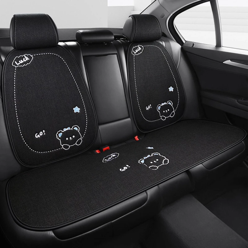 

New Cute Cartoon Bear Car Seat Cushion Pad Soft Fabric Car Seat Cover Protector Dust Proof Four Seasons Interior Accessories