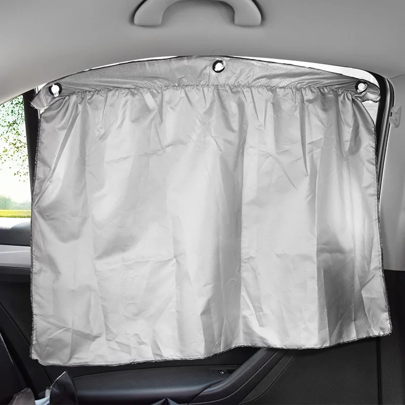 CHIZIYO Car Sucker Curtains Windowshade Car Side Window Sunshades Auto Rear Windshield Sun Block Curtain Side Black Siliver