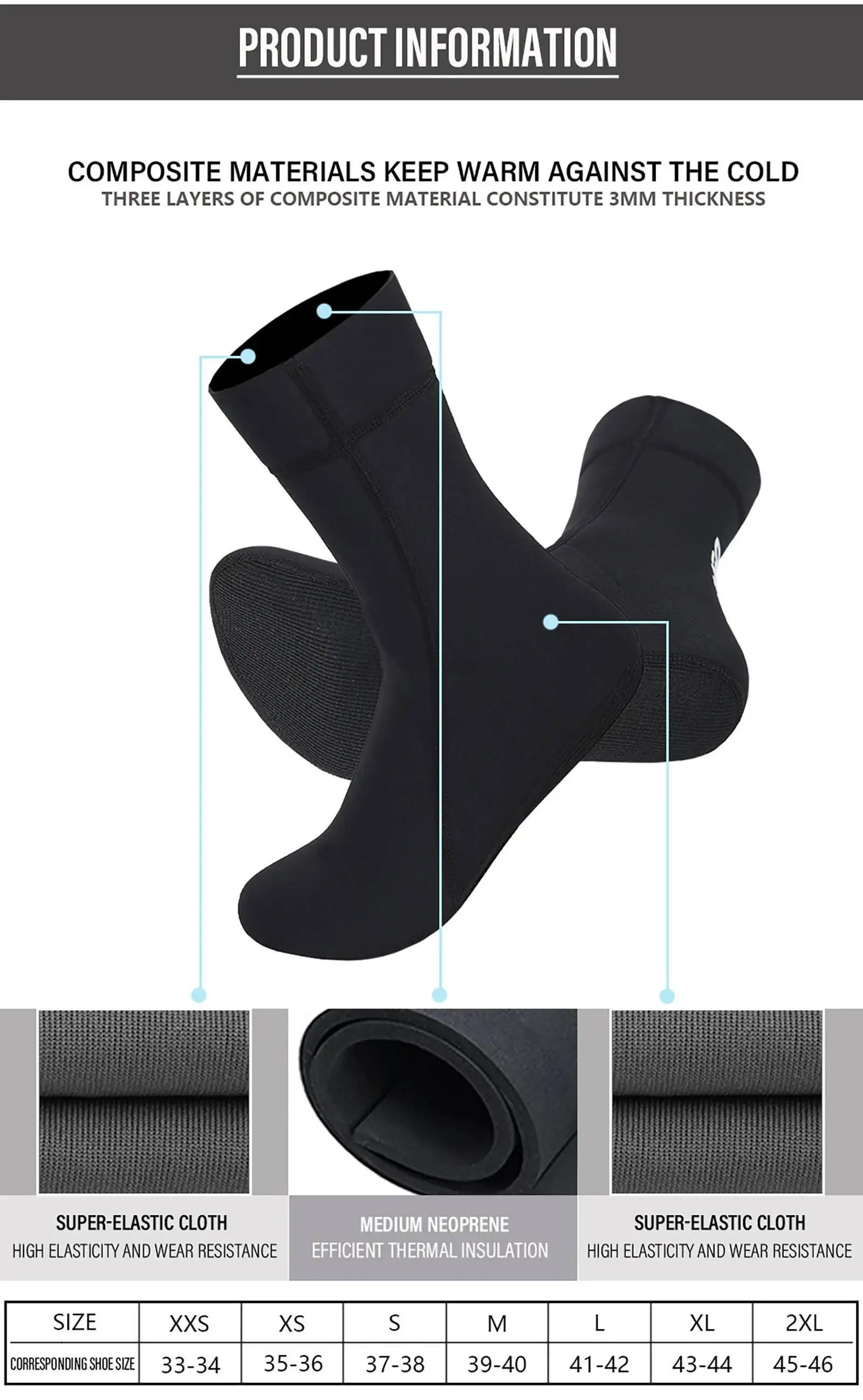 الجوارب الجوارب 1.5 مللي متر/3 مللي متر/5 مللي متر الشاطئ النيوبرين الغوص بذلة الجوارب الرجال النساء السباحة الدافئة عدم الانزلاق الأحذية للمياه الباردة الغوص الرياضة #4