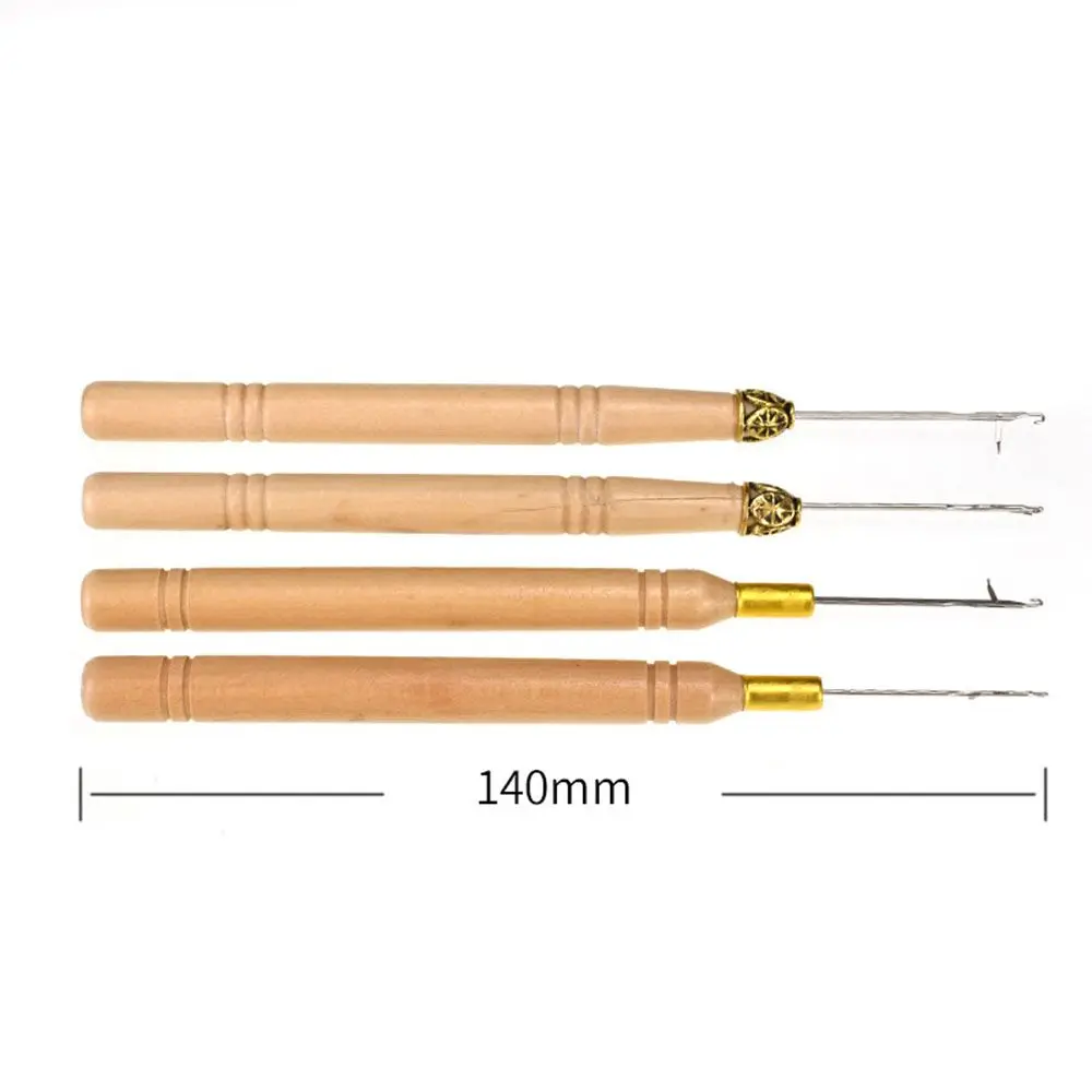 Wooden Handle Weaving Hair Extensions Tools Hair Accessories Sew Wig Hair Hook Needle Micro Braids Tools Crochet Needle