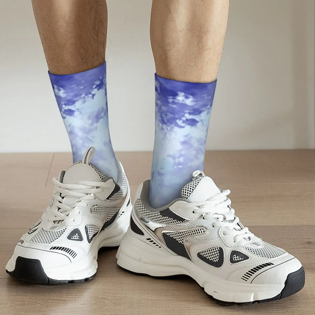 Fashion Tie Dye Blues Watercolor Basketball Socks Polyester Long Socks for Women Men