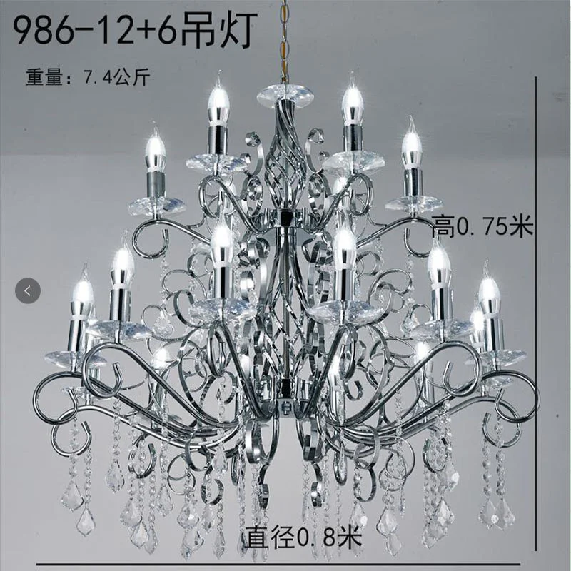 

New wedding crystal lamp wedding hall props chandelier wrought iron electroplating bead chain ceiling decoration props