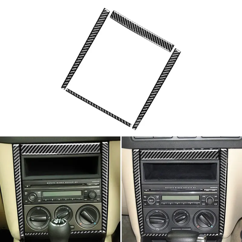 Real Carbon Fiber Center Control AC CD Air Condition Radio Panel Frame Cover Trim For VW Golf 4 Jetta Bora MK4 R32 GTI 1999-2004