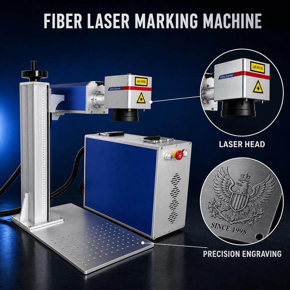 Mopa Color Mask 3D Dynamic Marker Raycus Metal Fiber Laser 20W 30W 50W Fiber Laser Marking Machine with Rotary