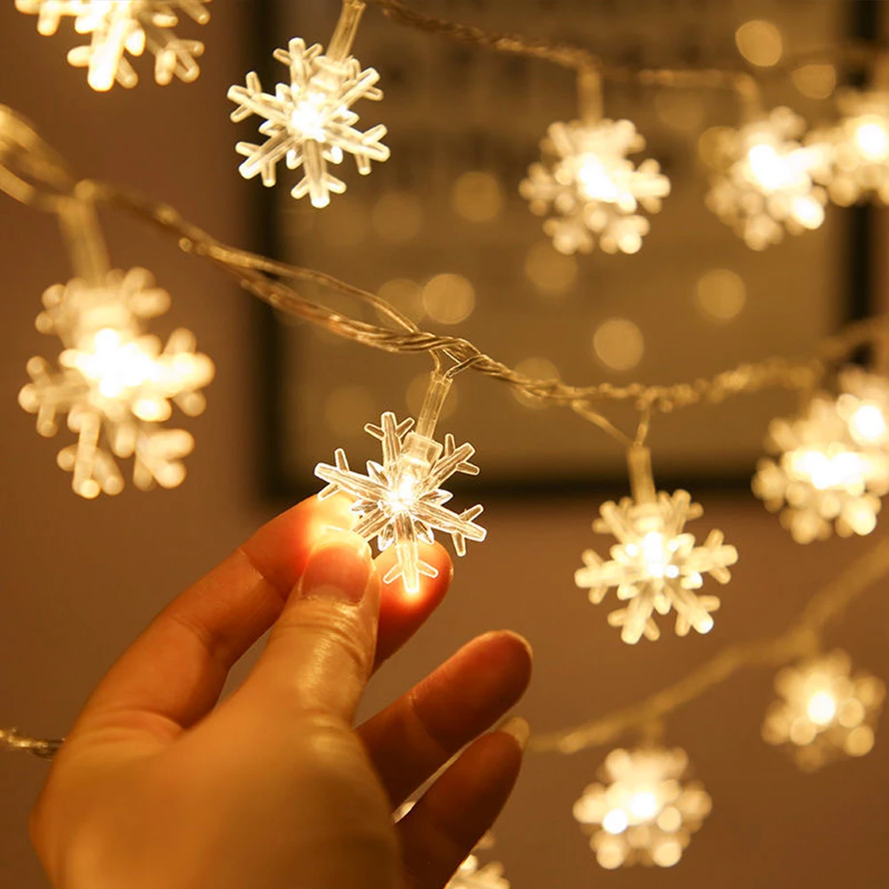 Snowflake Lights String Garland Fairy Lights Decoration Christmas Tree Holiday New Year Party Birthday Weddings Bedroom Lamps