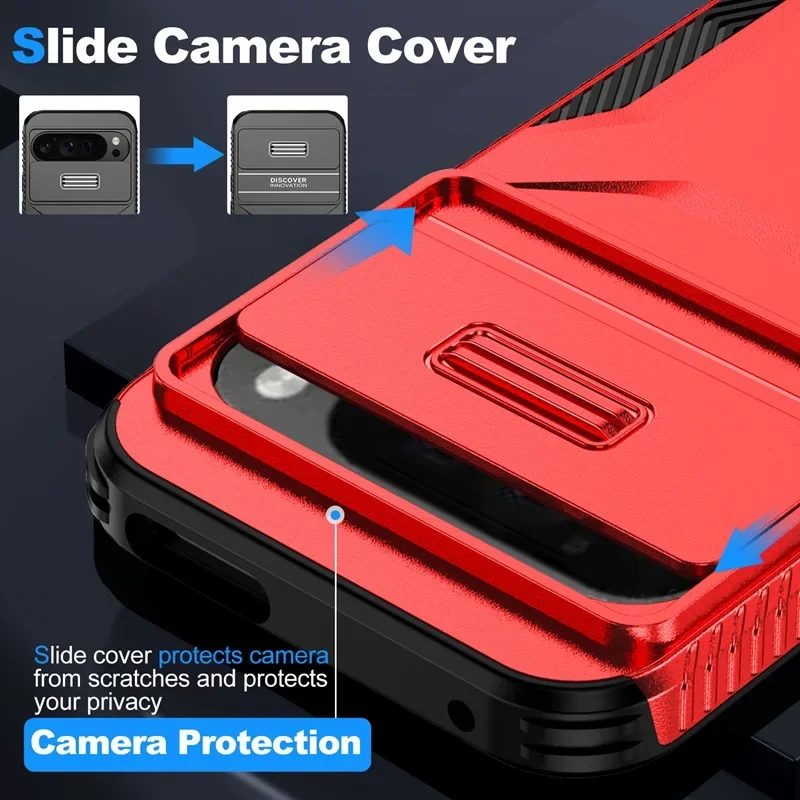 Case For Google Pixel 9 Pro XL Pixel9 Military Grade Antiskid Camera Lens Slide Cover Google Pixel 9 Pro Hard Cases Pixel9 Cover