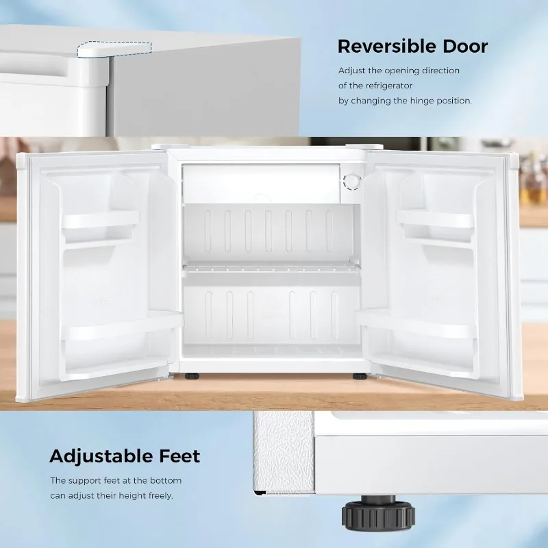 Mini frigorifero compatto Antarctic Star con congelatore, porta reversibile singola, ripiano in filo metallico, pulsante di sbrinamento, 1,7 Cu. Piede, bianco