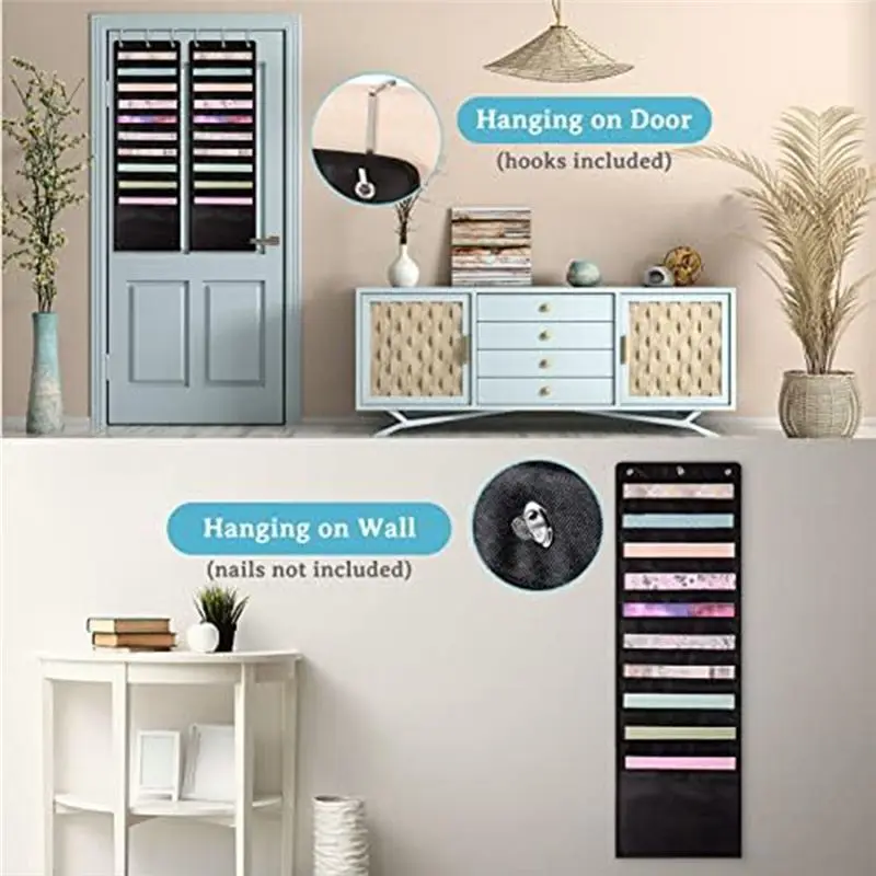 AT05-3Pcs Scrapbook Paper Hanging Paper Paper Storage Bags 12 X 12 Inch With Door Hooks For Scrapbooking, Cardstock