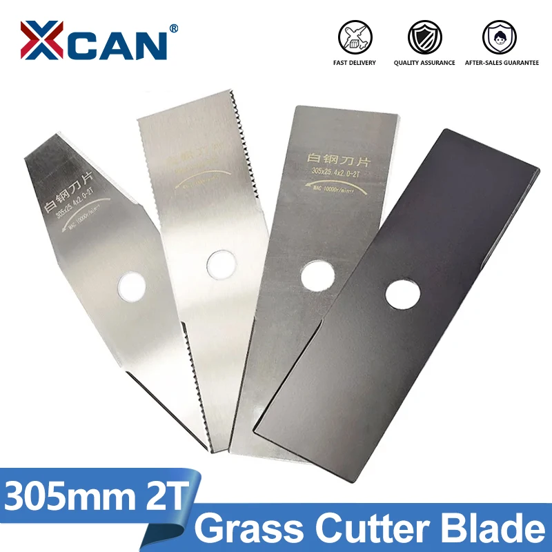 XCAN 1pc 305mm 2T White Steel Brush Cutter Blade Grass Cutter Brush Cutter Parts Replacement Straight Blade For Lawn Mower