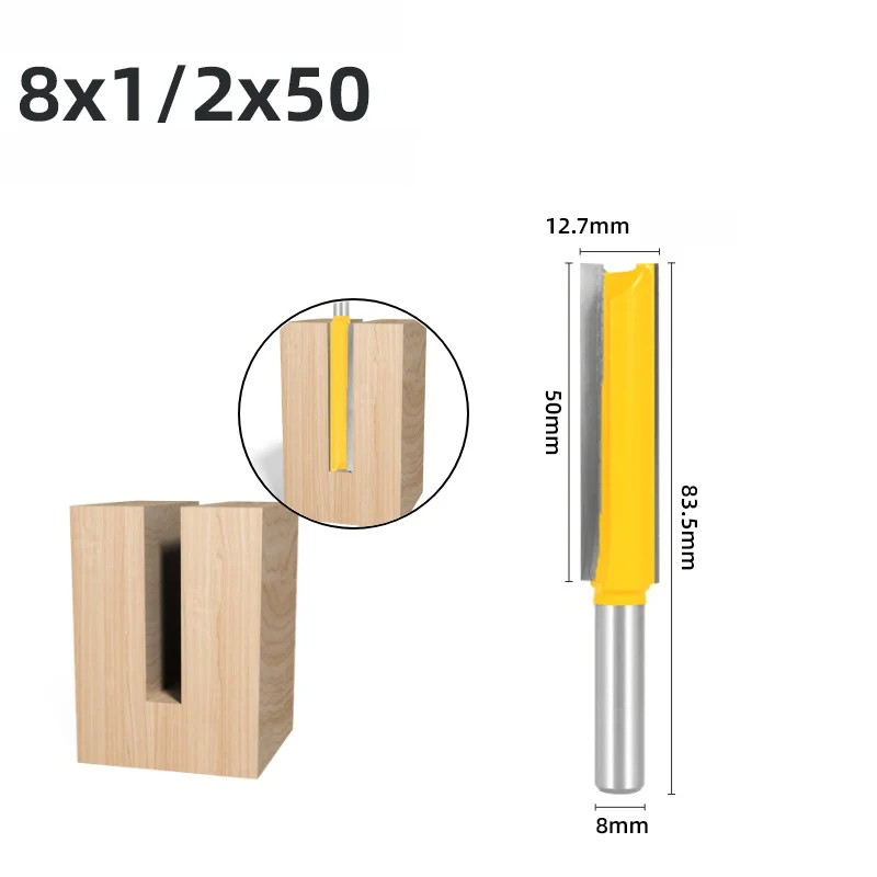 에지 트리밍 도구 액세서리용 확장 양날 스트레이트 트리밍 라우터 비트, 직경 1/2 인치, 8mm 생크, 3 개
