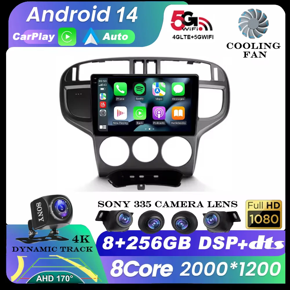 Android 14 Auto 4G+WiFi Carplay Car Radio For Hyundai Matrix 2001 - 2010 Multimedia Video Player Navigation GPS