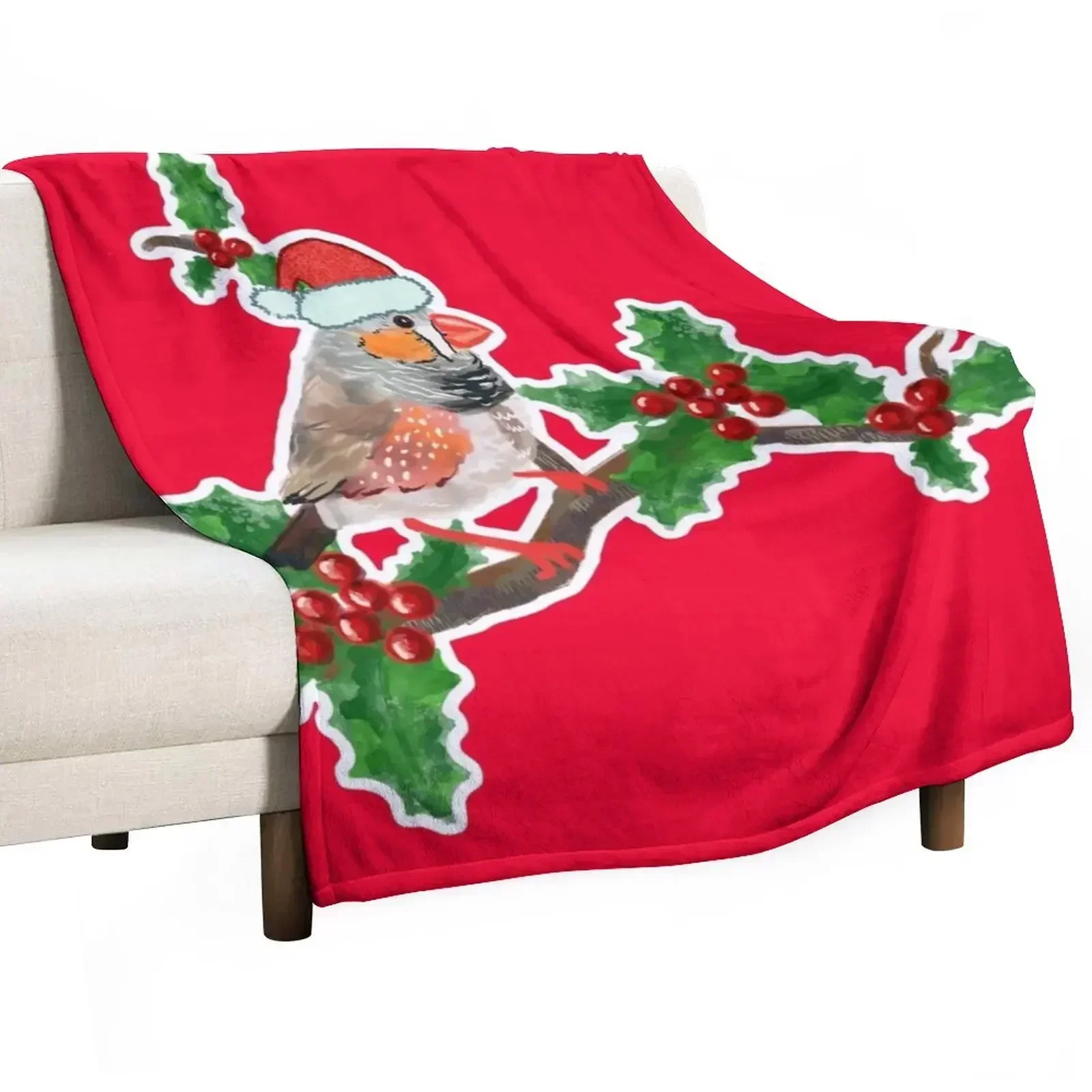 

Christmas zebra Finch bird 3 Throw Blanket bed plaid Designers Nap Blankets