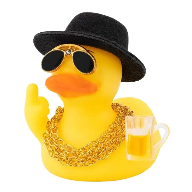 * 1 Set Cool Rubber Duck With Small Wine Bottle Beer Home Car Ornament Funny  Duck Car Dashboard Decoration Gift