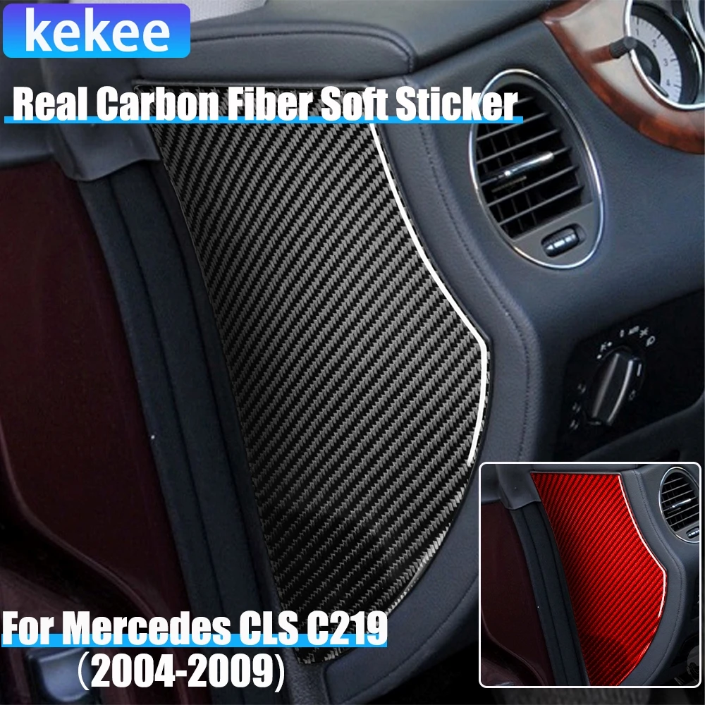 

Real Carbon Fiber Car Accessories Dashboard Side Panel Cover Soft Sticker For Mercedes CLS C219 2004 2005 2006 2007 2008 2009
