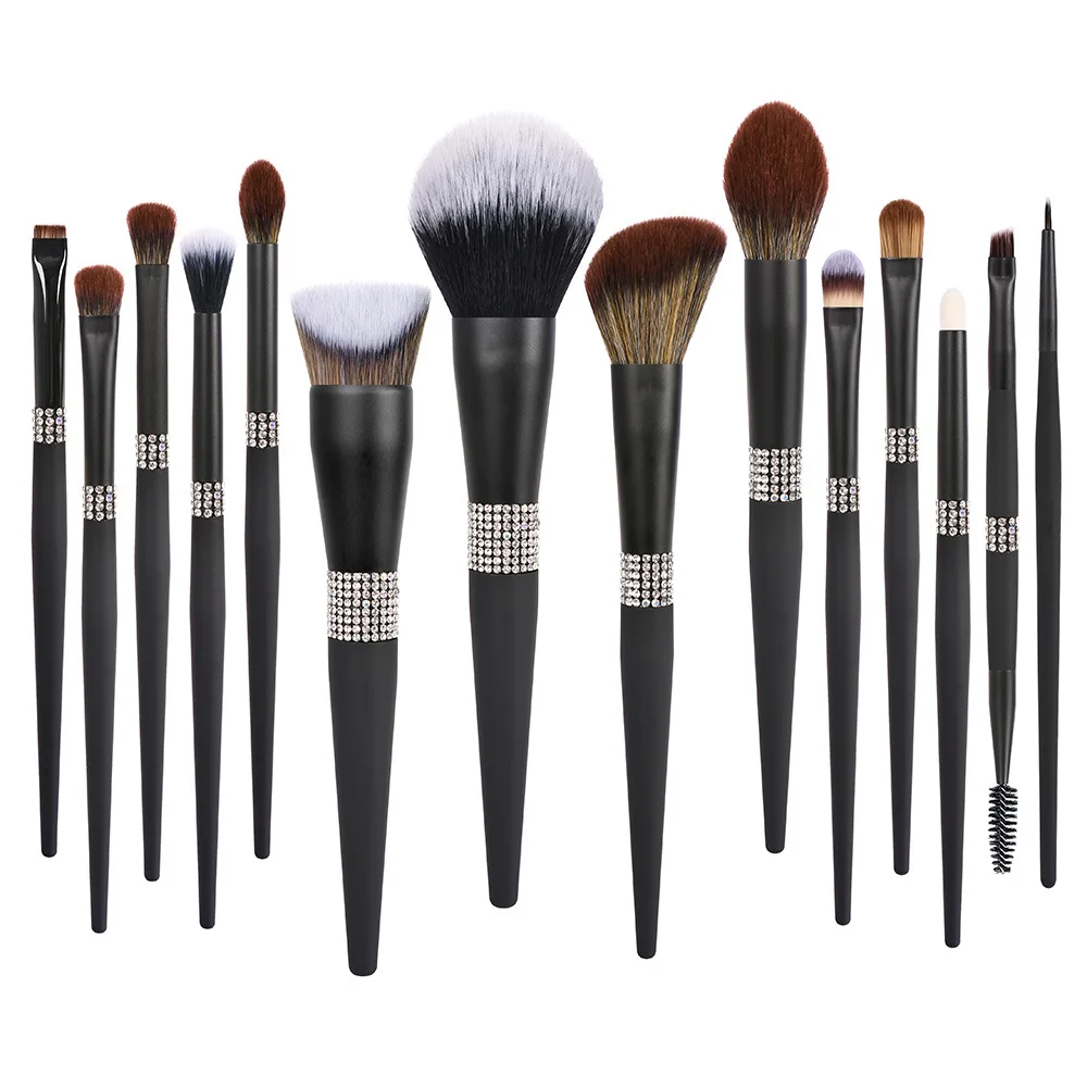 

14 Pcs High Quality Makeup Brushes Black Diamond Bling Concealer Foundation Blush Powder Blend Cosmetic Tool Make Up Brushes