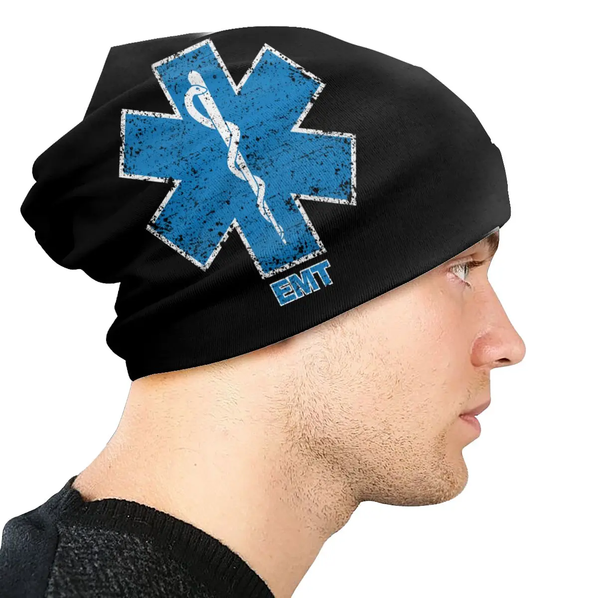 Custom Emt Star Of Life Skullies Beanies Caps Unisex Street Winter Warm Knitting Hat Paramedic Medic Ambulance Bonnet Hats