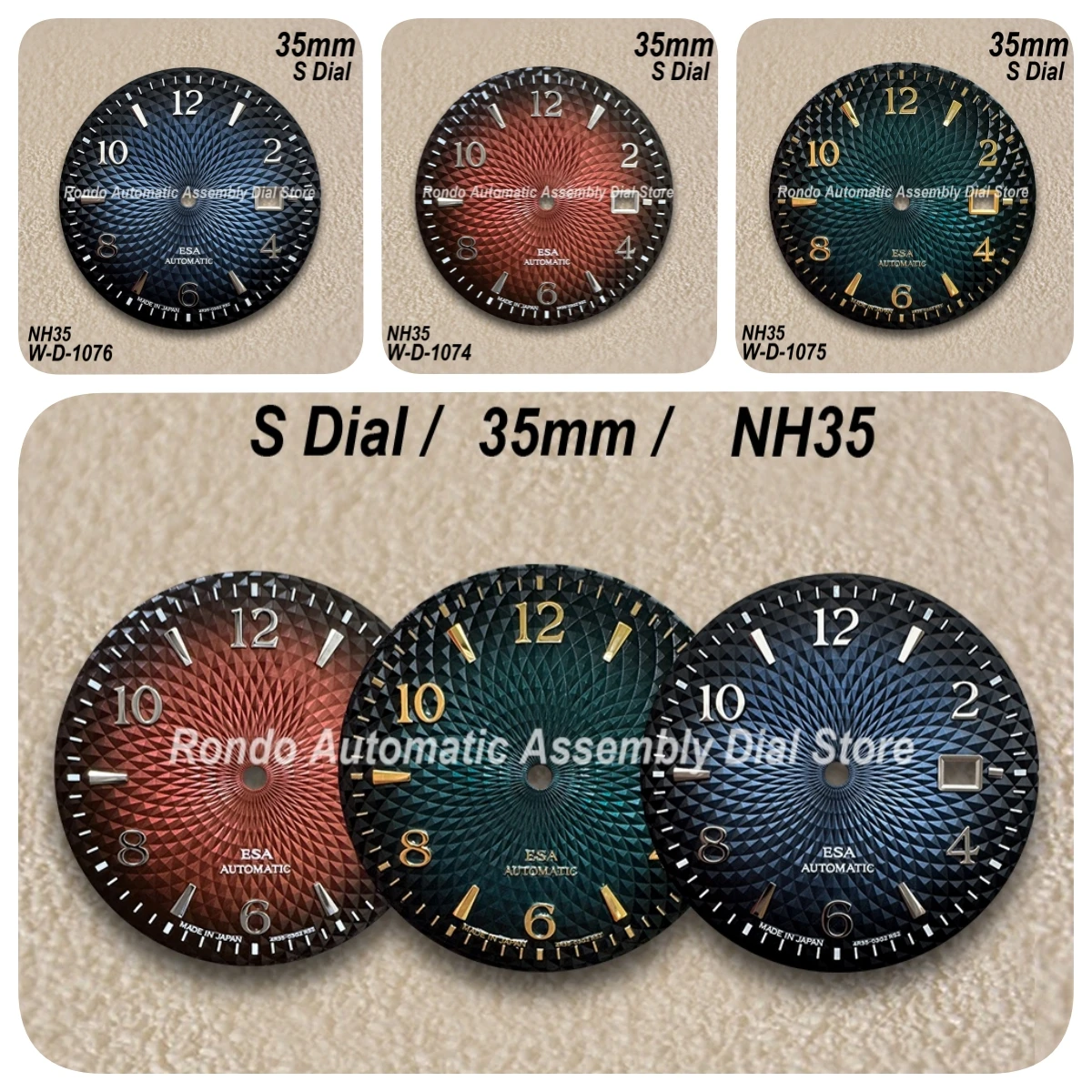 35mm S Logo Cocktail Dial Fit NH35/NH36 Movement High-Quality Blue Lotus texture Dial Watch Modification Accessories
