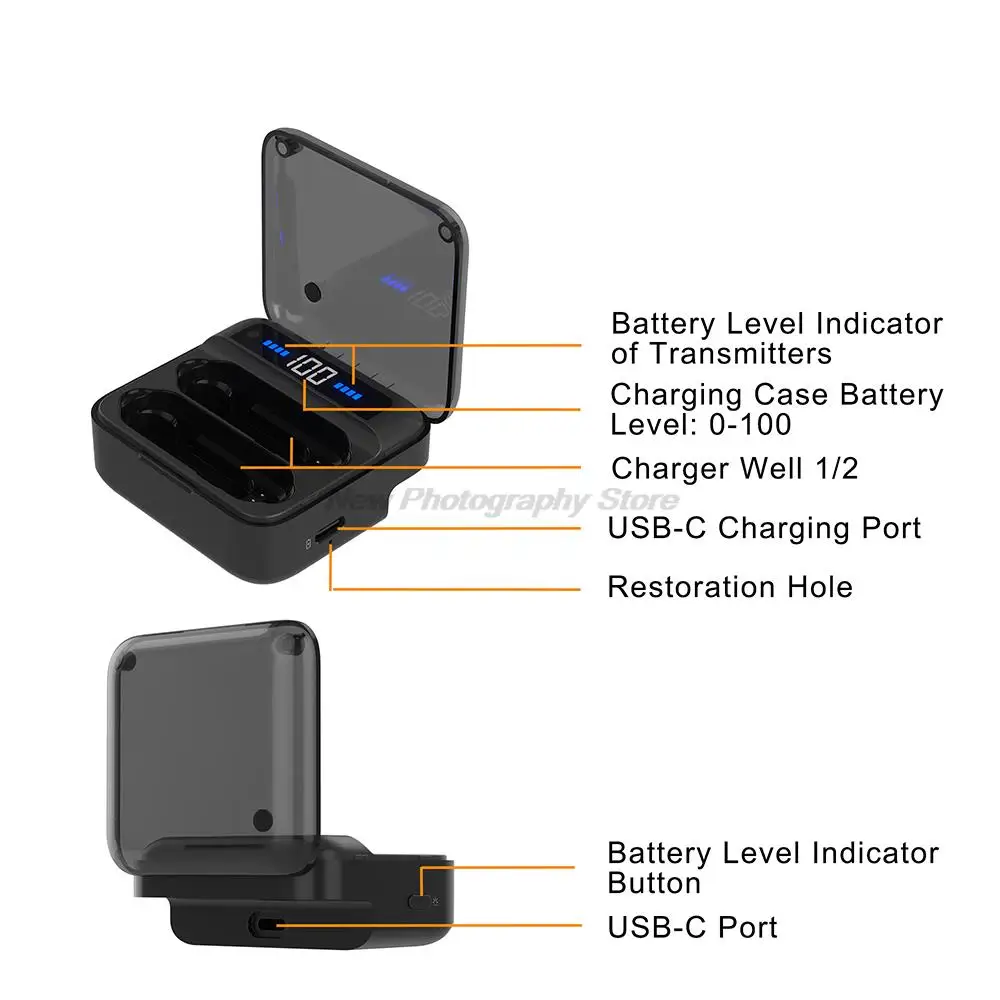 Comica Vimo S Wireless Lavalier Microphone 2.4G Nhỏ Gọn Không Dây Cài Ve Áo Mic Với Sạc Dành Cho iPhone Android Điện Thoại Thông Minh