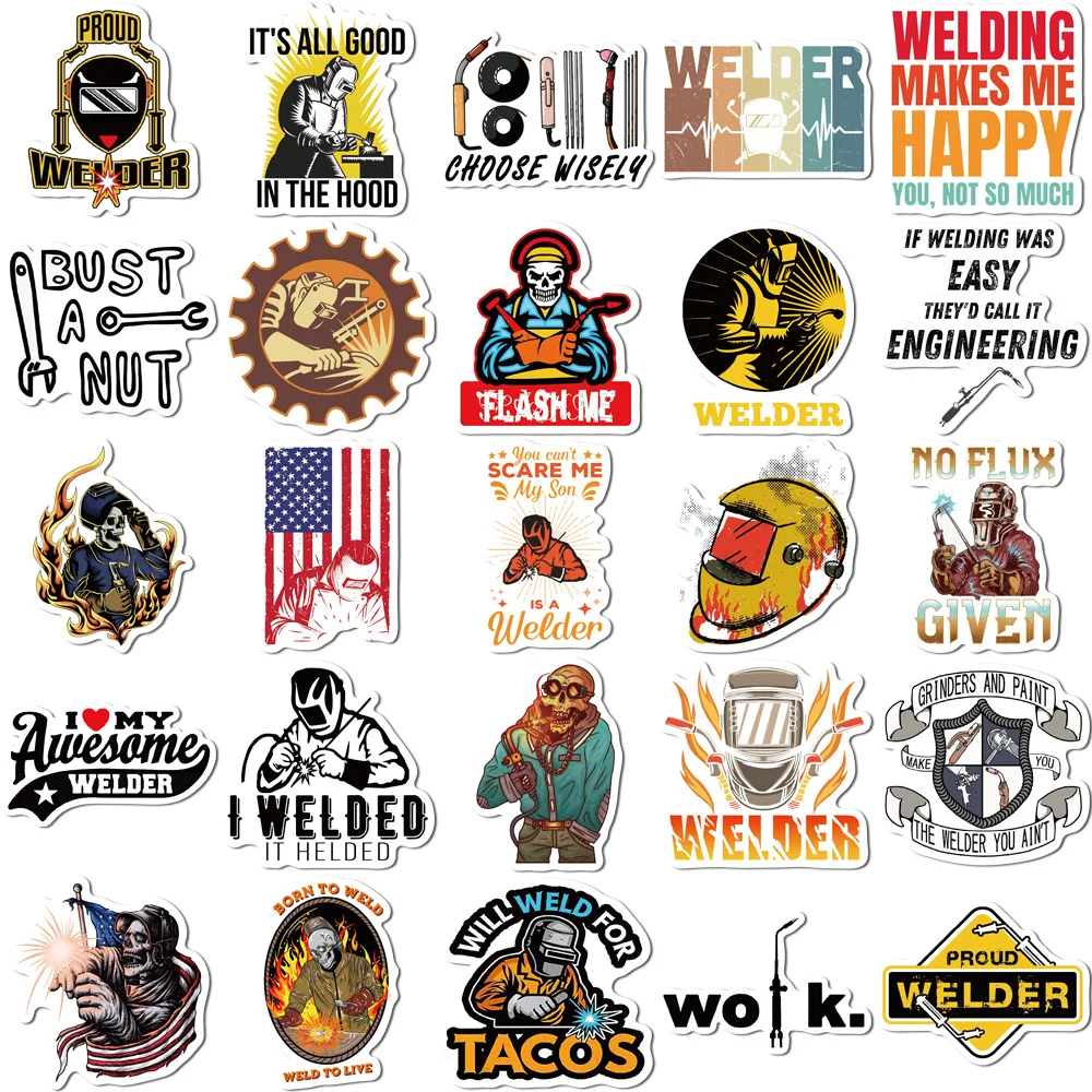 10/30/50PCS New Cartoon Welder Sticker Graffiti iPad Luggage Helmet Car Water Cup Guitar DIY Scrapbook Toy Decoration Wholesale