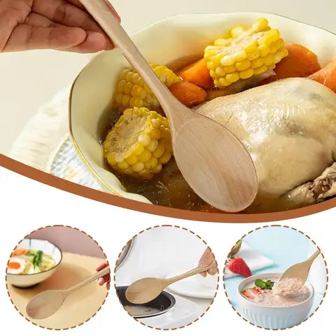 너도밤 나무 수프 스푼 12in 긴 손잡이 나무 혼합 교반 조리기구 친환경 식기 공예 선물 장식 유럽