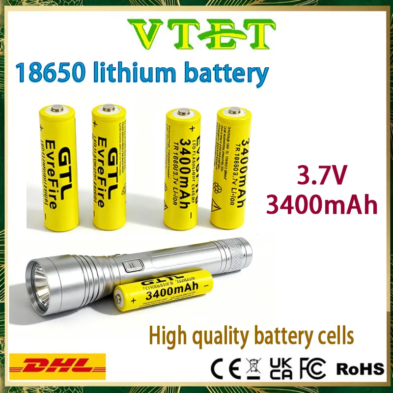 

VTET 18650 Lithium-ion Charging 3.7V 3400mAh, Suitable for Specialized Lithium Batteries Such As Flashlights, Fans, Razors, Etc