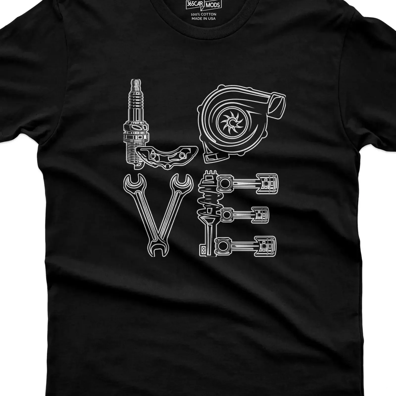 LOVE Made of Car Parts T Shirt Turbo Piston Wrench Automotive for Him vintage Washed Breathable designer clothes Slightly