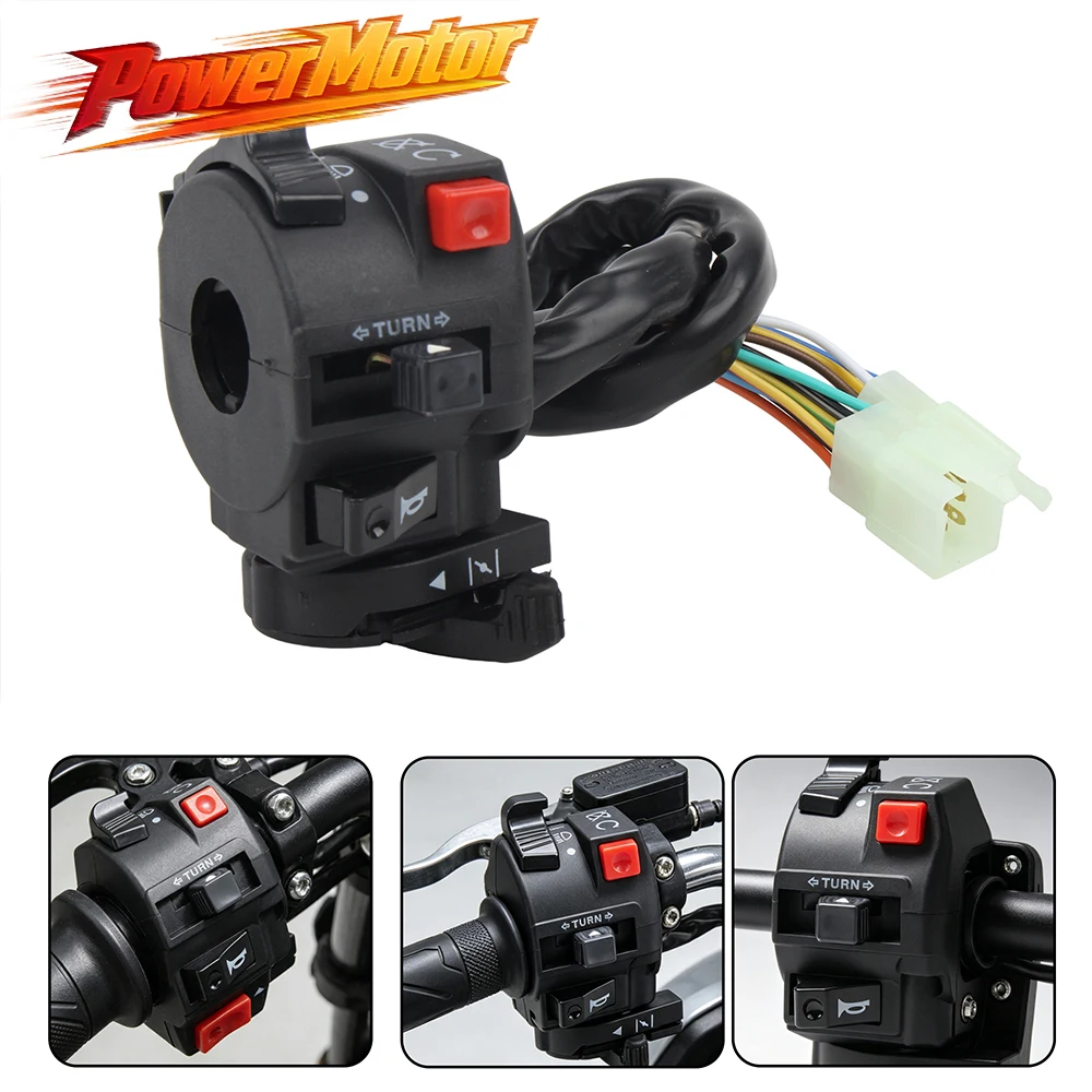 Motorcycle Universal 22mm Switch Kill Start Light Choke Switch Button Left Handlebar Switch for 50-125cc ATV Quad Pit Dirt Bike