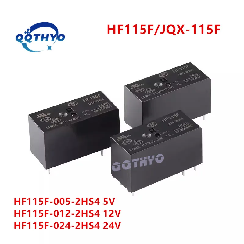 10Pcs JQX-115F HF115F HF115F-I 005 012 024 048 -2ZS4 2HS4 1HS3 1HS3A 1HS1 1ZS1 1ZS3 6Pin 8Pin 8A 12A 16A 5V 12V 24V Power Relays