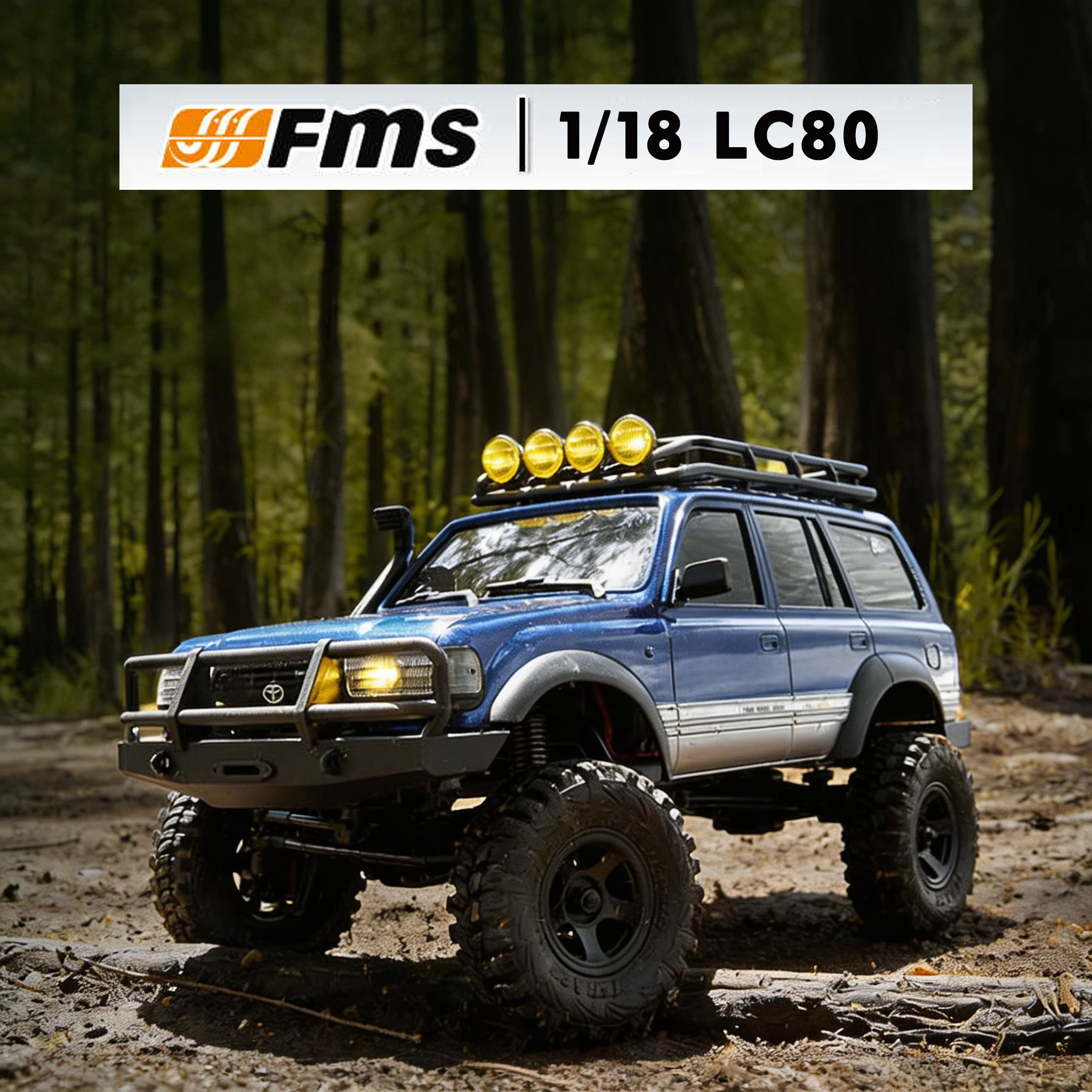 

Радиоуправляемая машина FMS FCX1/18 LC80 RC Crawler 4WD для бездорожья с 2-скоростной трансмиссией, металлическими амортизаторами и светодиодными фарами