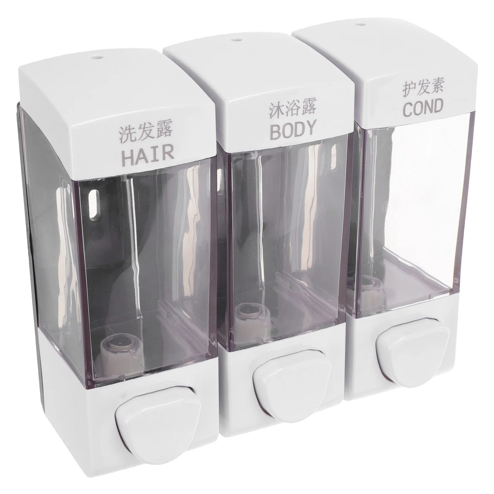 

Wall Mount Soap Shampoo Body Wash Dispenser Abs Bathroom Liquid Dispenser Indicator No Drill Shower