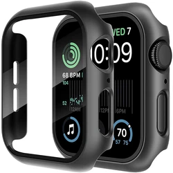 Стекло + чехол для Apple Watch 9 8 7 6 SE 5 iWatch Аксессуары Защитная пленка для экрана Apple Watch серии 44 мм 40 мм 41 мм 45 мм 42 мм 38 мм