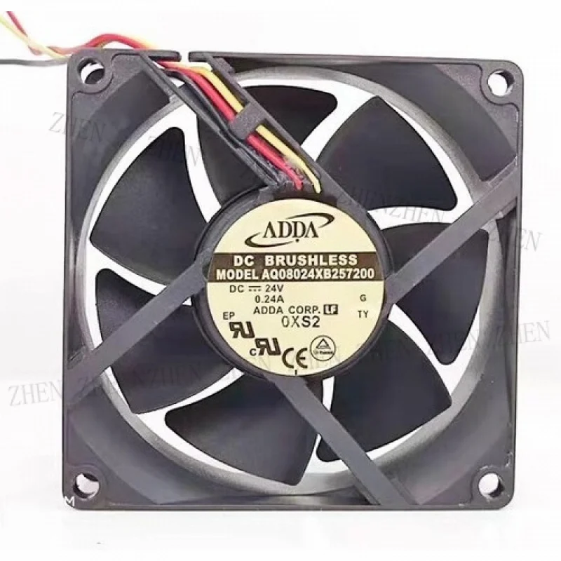 Y ДЛЯ ADDA AQ08024XB257200 8025 DC24V 0.24A 8CM 3-проводной бесшумный охлаждающий вентилятор