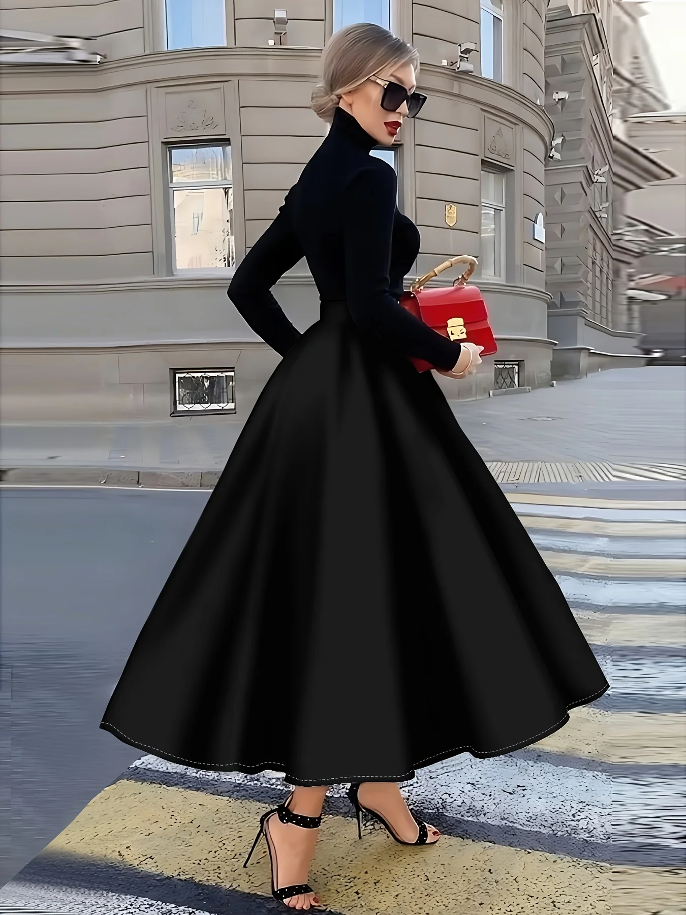 Retro Boho Art Portrait Print Midi Skirt for Women Elegant Fashion A Line High Waist Summer Casual Office Wear Trendy 2024