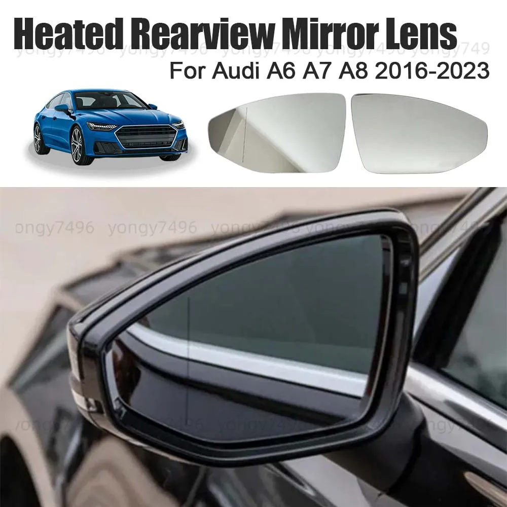 

Car Wide Angle Heated Rearview Mirror Lens For Audi A6 A7 A8 2016-2023 Replace Cars Accessories Mirrored Glass Upgrade