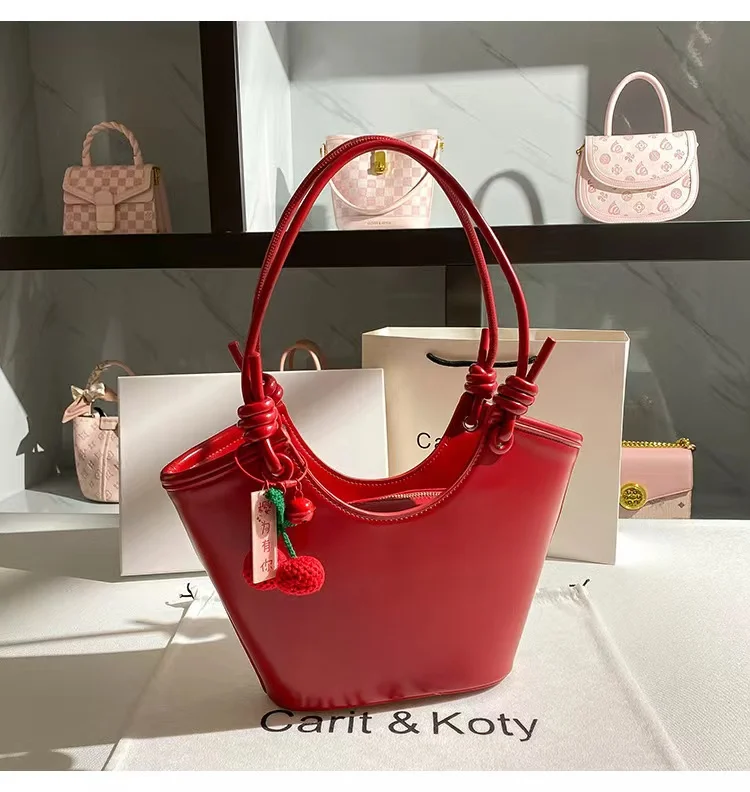 Fashion Women Handbag High Quality Textured Leather Bucket Bag Large Capacity Tote Bag Lady Purse Female Shoulder Bag Casual Bag