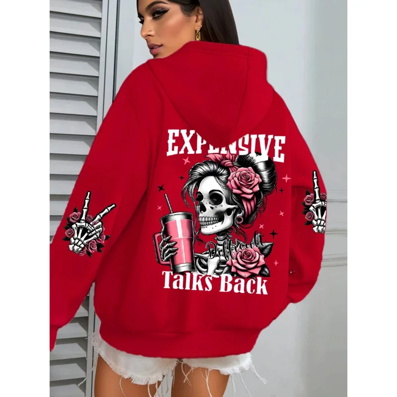 الحديث باهظة الثمن مرة أخرى مضحك الطباعة المرأة حجم كبير هوديي متعدد الألوان البلوفرات الصوف الخريف ملابس رياضية جيب عادية هودي