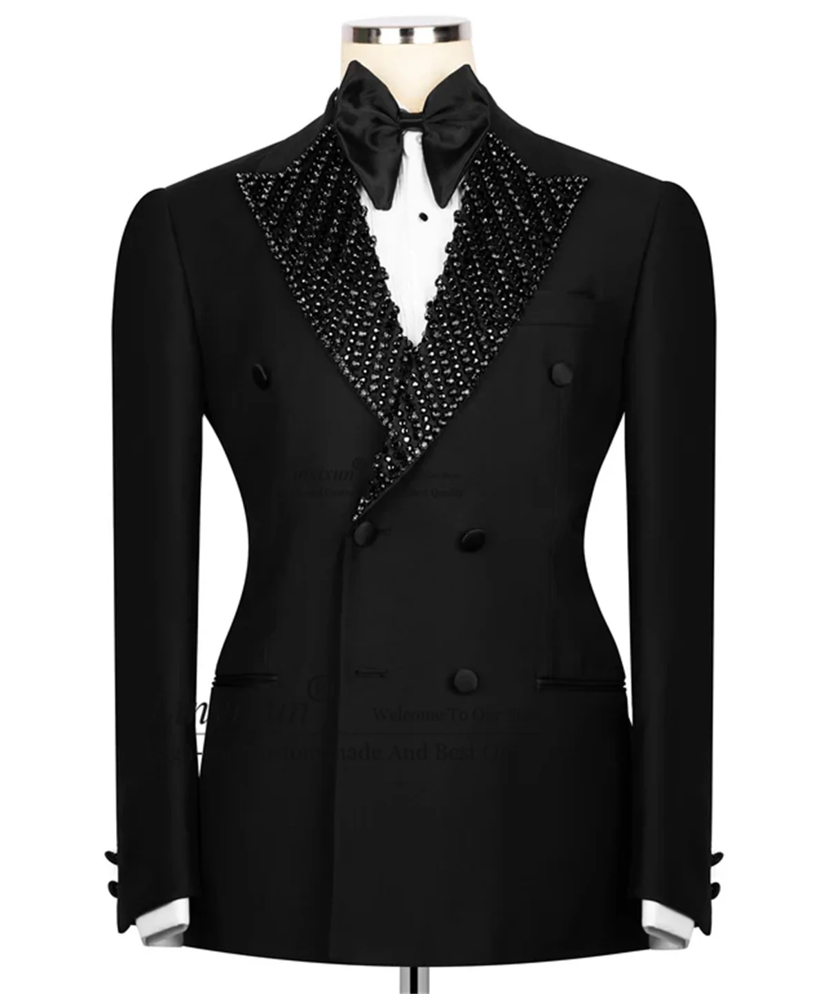 

Мужские костюмы с блестящим орнаментом и стразами, свадебные смокинги по индивидуальному заказу, комплекты из 2 предметов, вечерние пиджаки для жениха, костюм с остроконечными лацканами Homme