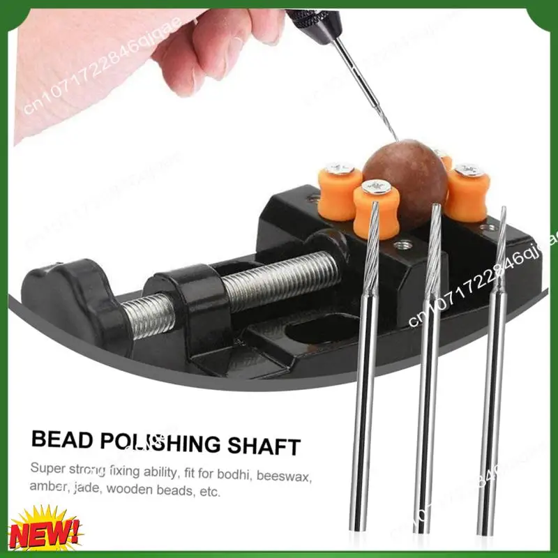 A48I 3 قطعة مجموعة قضيب تلميع الخرز الصلب ، ملحق مثقاب أسطواني مع إبرة عمود ثابت لصناعة الخرز