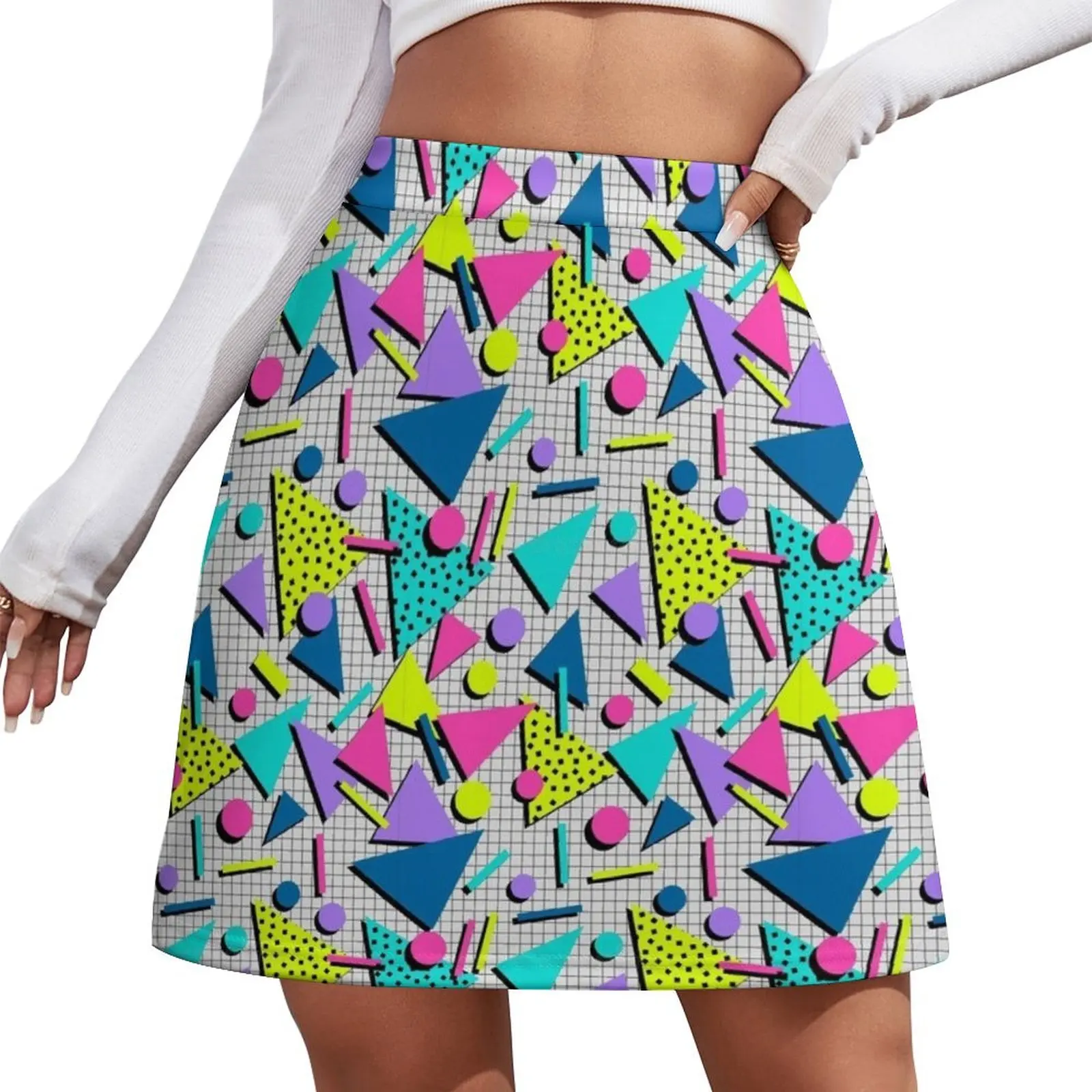 

1980s Neon Shapes Mini Skirt Women's clothing mini skirts skirts for womens Short women′s skirts Mini Skirt
