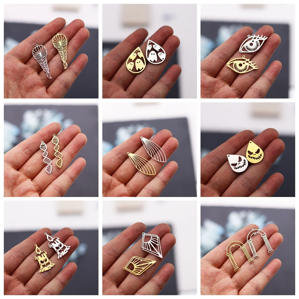 3pcs Stainless Steel Lady Face Candle Oval Snowman DIY Tassels Earrings Pendant Charms For Jewelry Making Necklace Women Craft